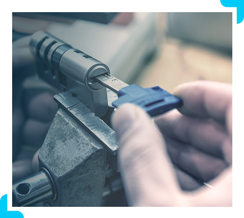 Locksmith working on lock